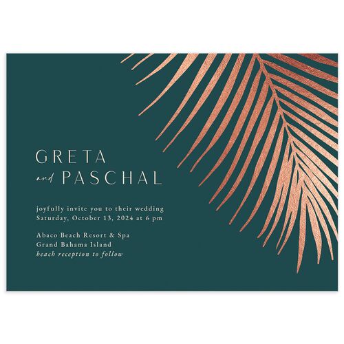 Lavish Palm Wedding Invitations - Deep Lake