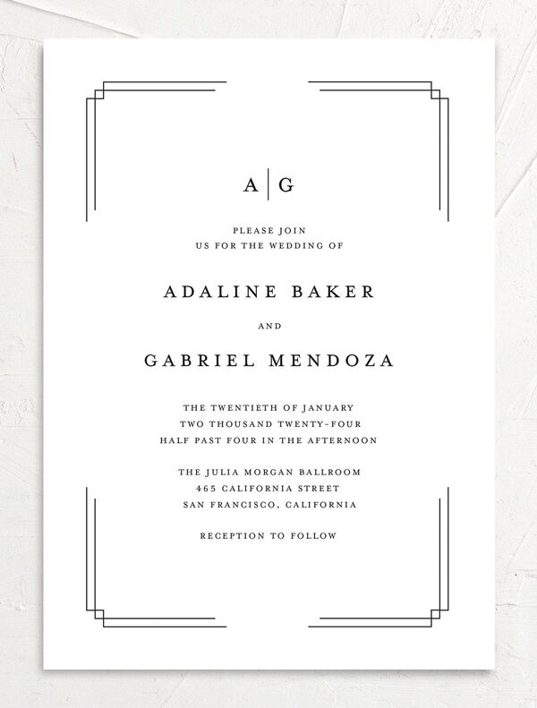 Light Frame Wedding Invitations front in Pure White
