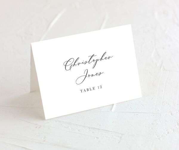 Chic Calligraphy Place Cards front in Medieval Grey