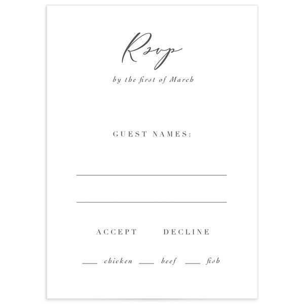 Chic Calligraphy Wedding Response Cards front in Medieval Grey