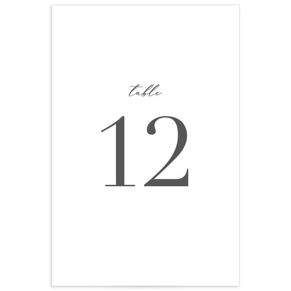 Chic Calligraphy Table Numbers front in Medieval Grey