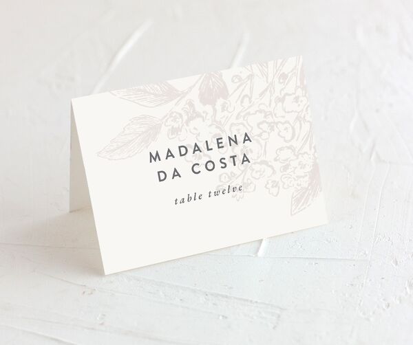 Understated Blossoms Place Cards front in Champagne