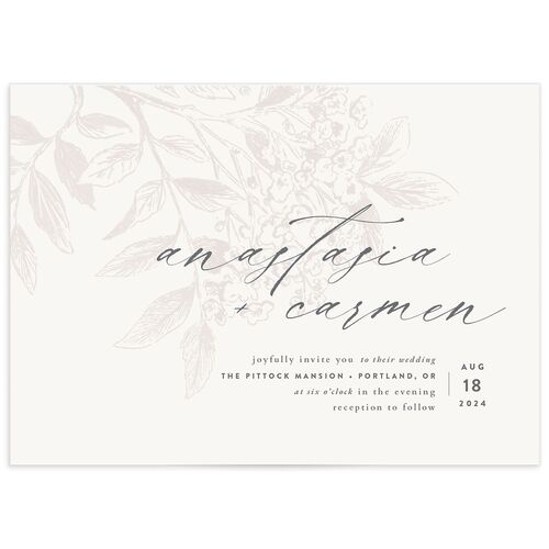 Understated Blossoms Wedding Invitations - Champagne