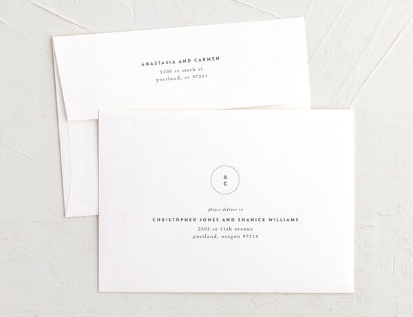 Understated Blossoms Wedding Invitation Envelopes front in Champagne