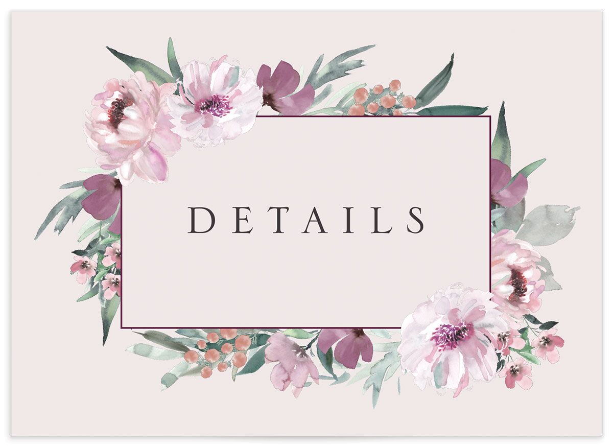 Decadent Blossom Wedding Enclosure Cards front in Lilac