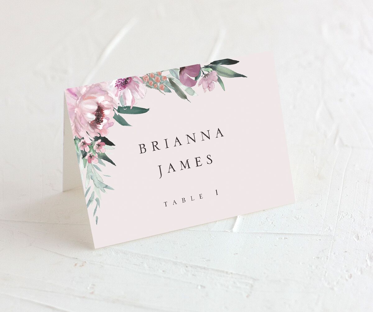 Decadent Blossom Place Cards front in Lilac