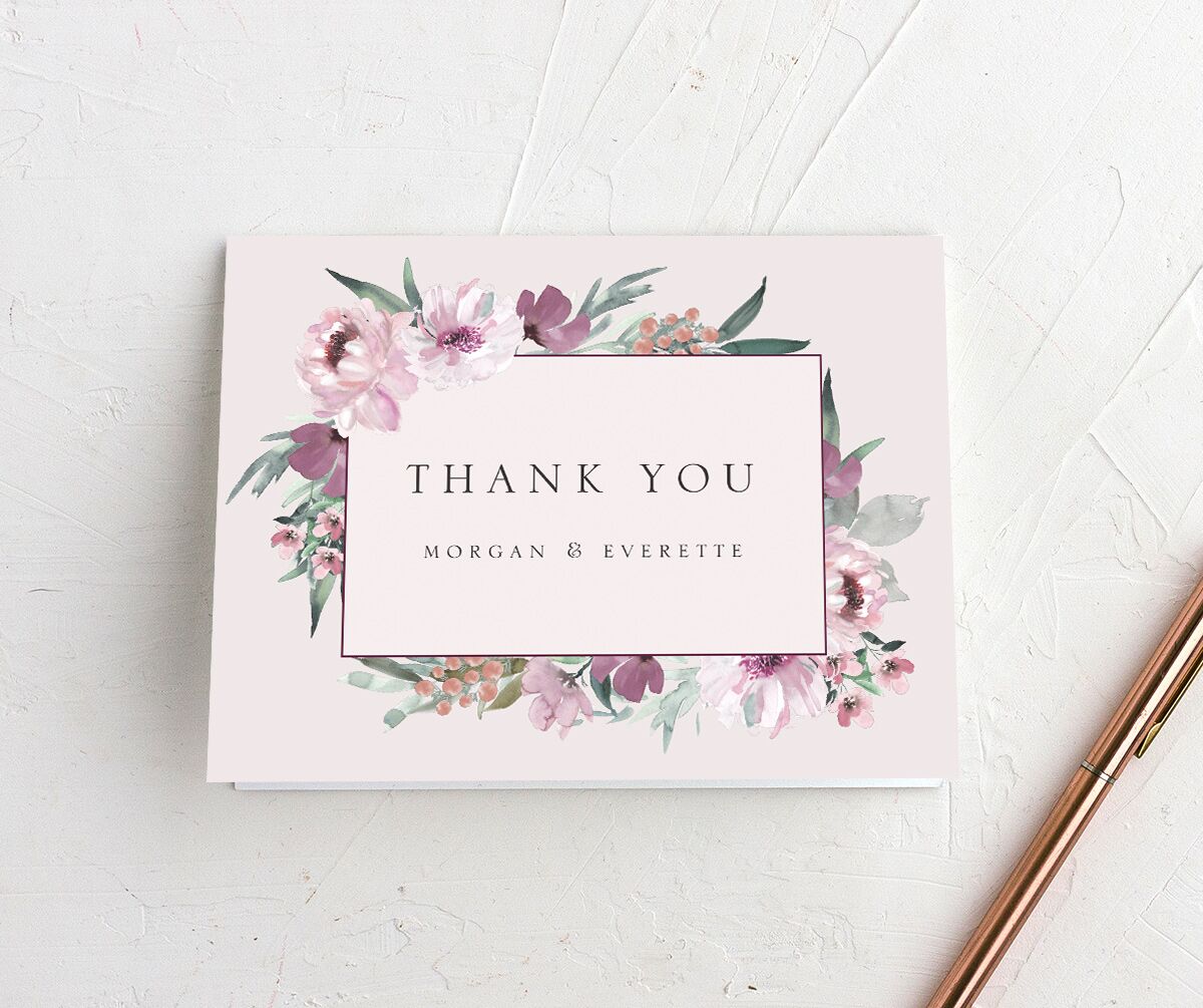 Decadent Blossom Thank You Cards front in Lavender