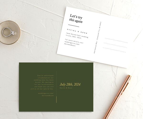 Simple Style Change the Date Postcards front-and-back in Jewel Green