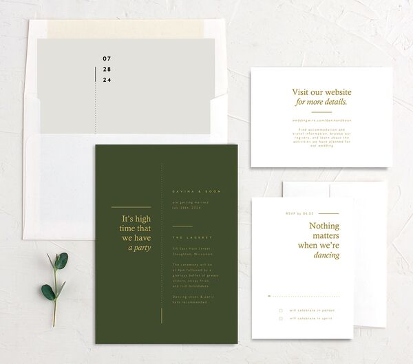Simple Style Wedding Invitations suite in Jewel Green