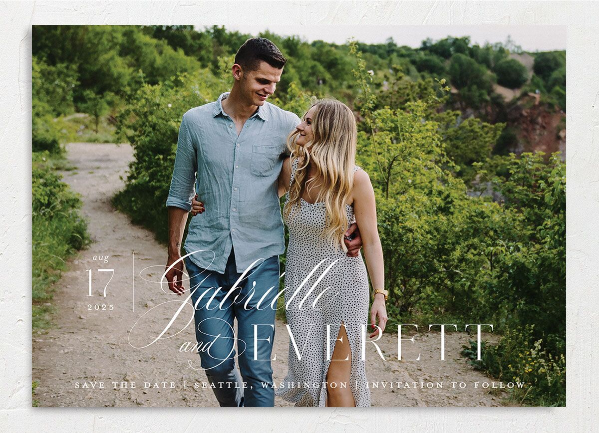 Harmonious Blend Save the Date Cards front in Midnight