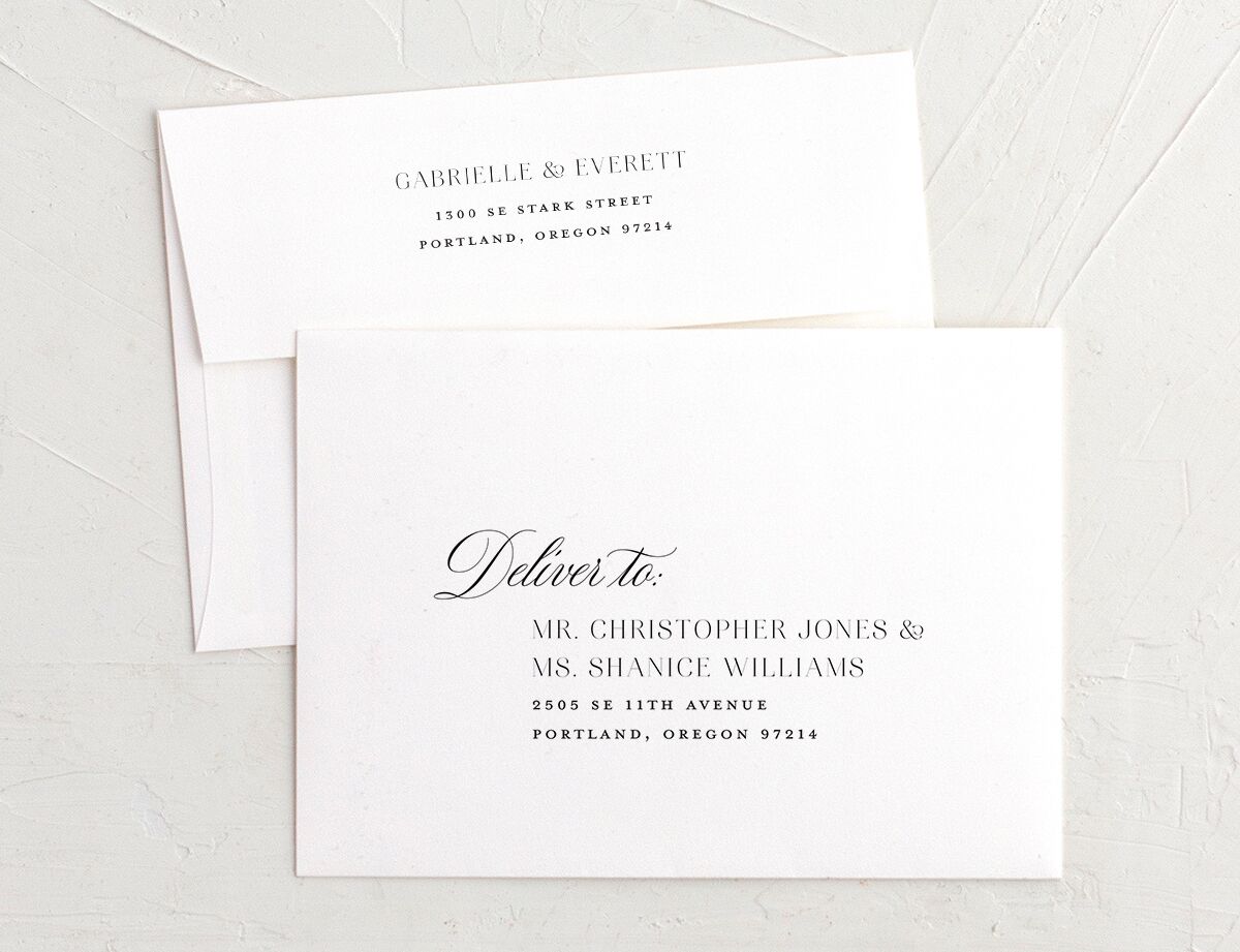 Harmonious Blend Wedding Invitation Envelopes front in Midnight