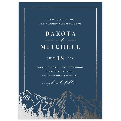 Mountain Escape Wedding Invitations - Moody Blue