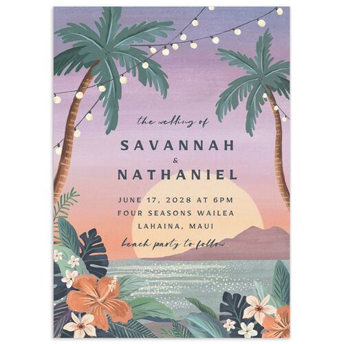 Vintage Island Wedding Invitations - Rose Gold