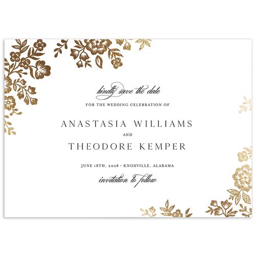 Foil Lace Save The Date Cards - Pure White
