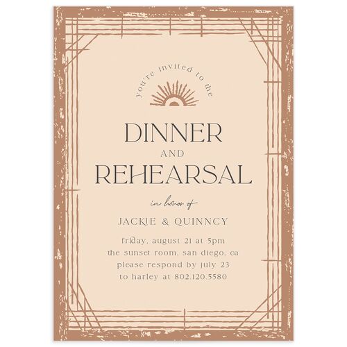 Rattan Sunshine Rehearsal Dinner Invitations - Barely Peach