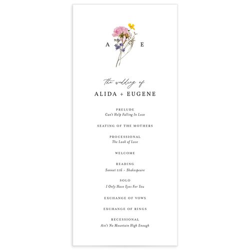 Pressed Flowers Wedding Programs - Sunflower