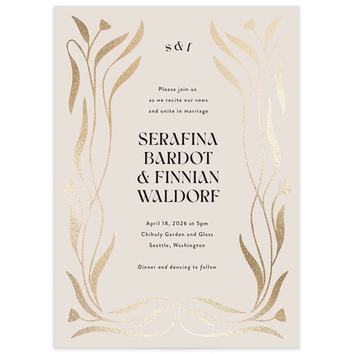Nouveau Vines Wedding Invitations - Sand