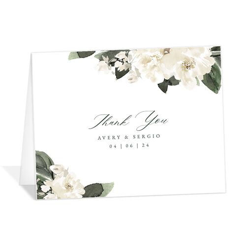 Floral Accent Thank You Cards - Off-White