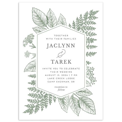 Botanical Frame Wedding Invitations - Hunter Green