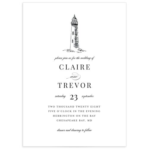 Elegant Lighthouse Wedding Invitations - Cotton