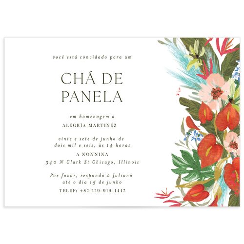 Flores Tropicais Bridal Shower Invitations - Red Clay