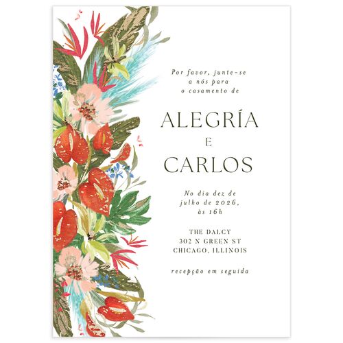 Flores Tropicais Wedding Invitations - Red Clay