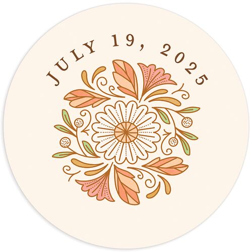 Intricate Vintage Wedding Stickers - Peach Pink