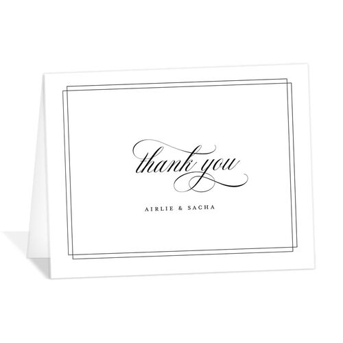 Classic Black Tie Thank You Cards - Pure White