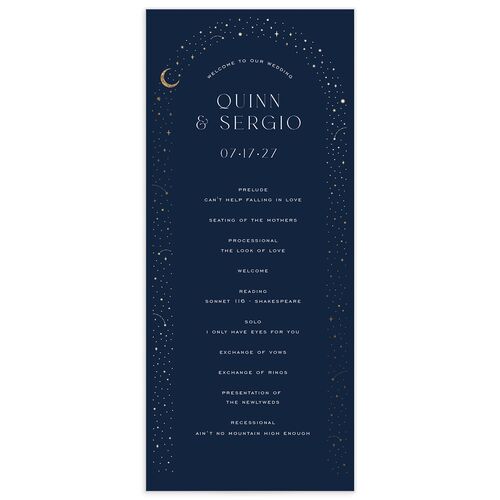 Celestial Arch Wedding Programs - Navy