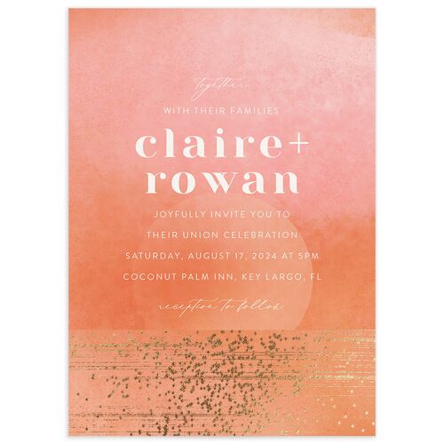 Sparkling Tropics Wedding Invitations - Peach Pink