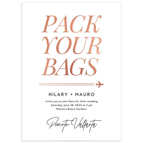 Pack Your Bags Wedding Invitations - Pure White