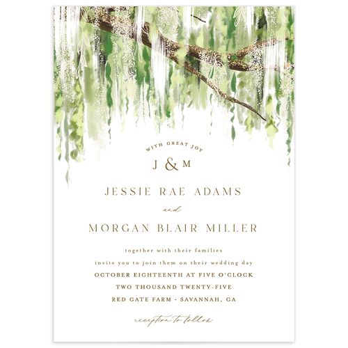 Southern Spanish Moss Wedding Invitations - Pure White