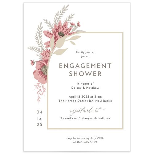 Whimsical Foliage Bridal Shower Invitations - Rose Quartz