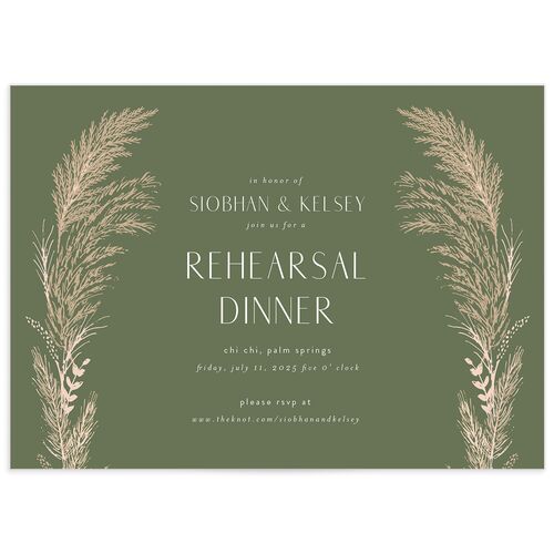 Regal Pampas Rehearsal Dinner Invitations - Deep Olive