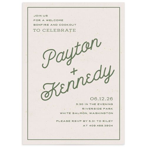 Happy Campers Rehearsal Dinner Invitations - Deep Olive