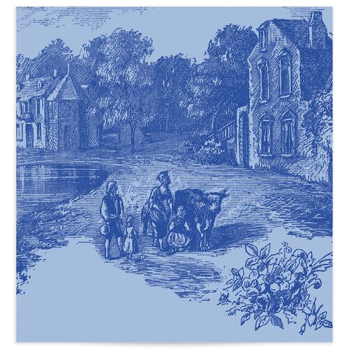 Vintage Toile Standard Envelope Liners - Sapphire