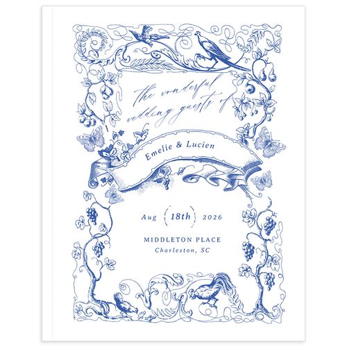 Vintage Toile Wedding Guest Book - Sapphire