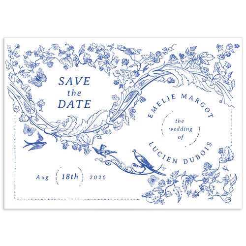 Vintage Toile Save The Date Cards - Sapphire