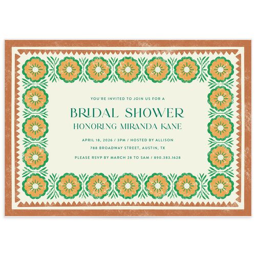 Boho Frame Bridal Shower Invitations - Ultramarine