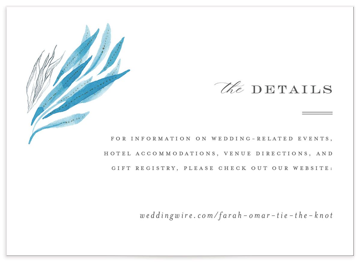 Classic Coastal Wedding Enclosure Cards front in French Blue