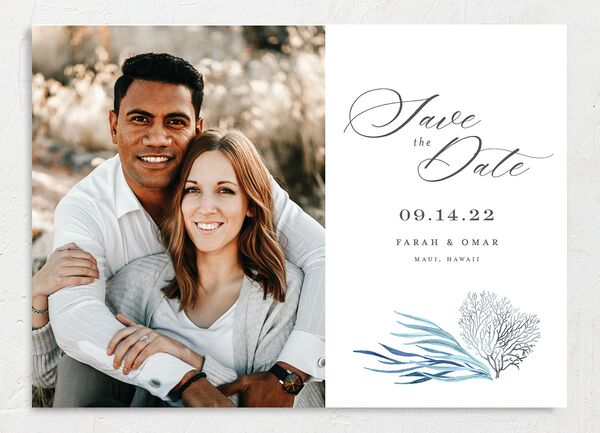 Classic Coastal Save the Date Cards front in French Blue