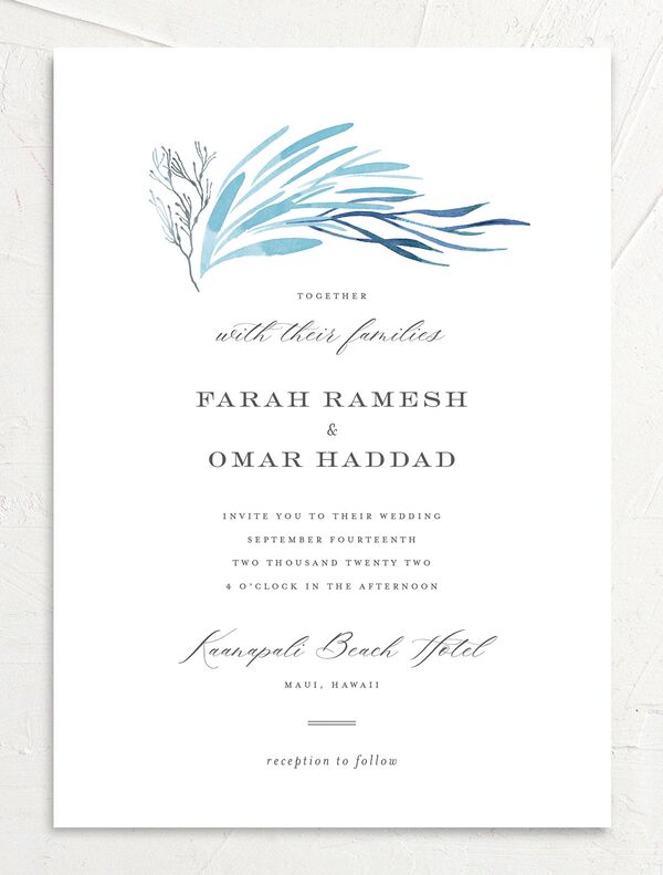 Classic Coastal Wedding Invitations front in French Blue