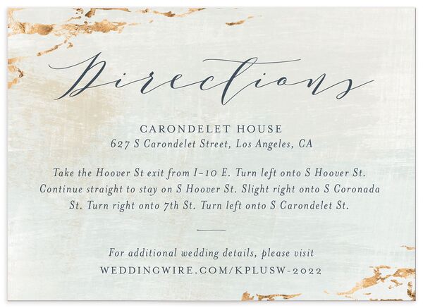 Golden Accent Wedding Enclosure Cards front in French Blue
