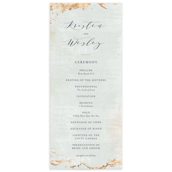 Golden Accent Wedding Programs front in French Blue