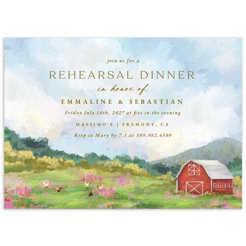 Western Barn Rehearsal Dinner Invitations - Red Clay