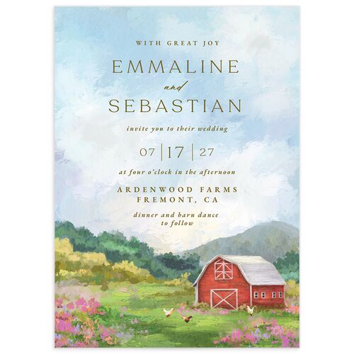 Western Barn Wedding Invitations - Red Clay