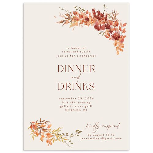 Harvest Crescent Rehearsal Dinner Invitations - Champagne