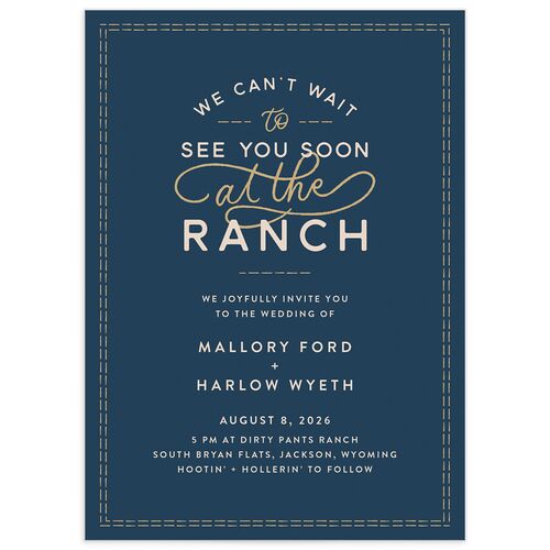 Western Denim Wedding Invitations - Moody Blue