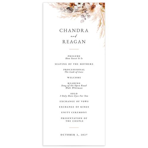 Bohemian Hoop Wedding Programs - Camel