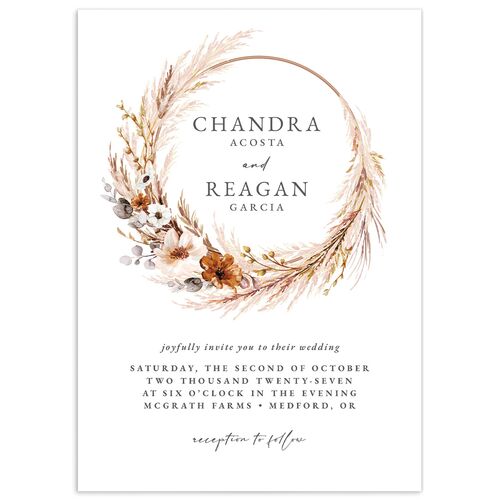 Bohemian Hoop Wedding Invitations - Camel